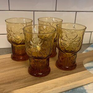 Set of 4 Libbey amber glasses